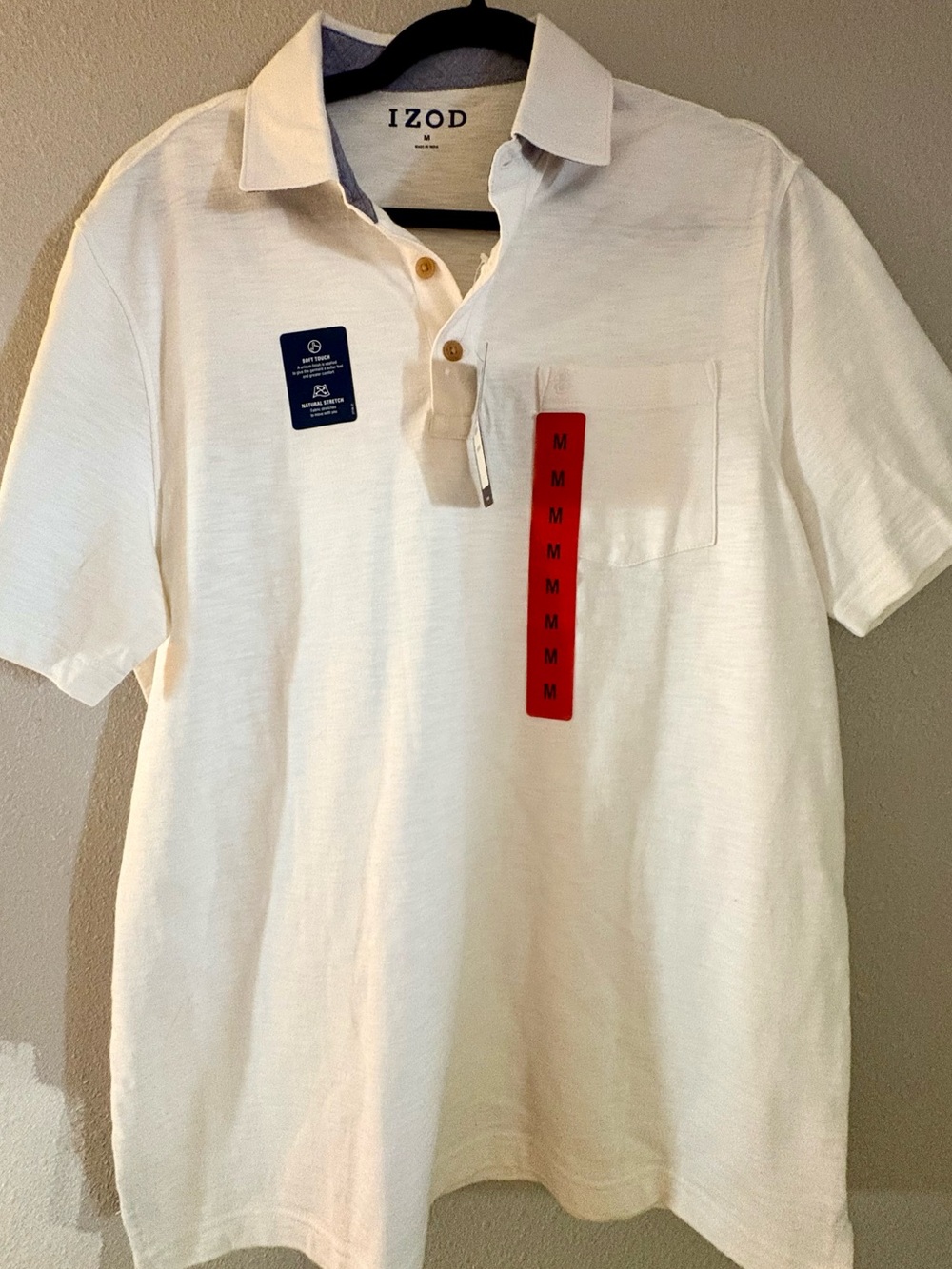 IZOD Men’s Bright White Short Sleeve Polo Shirt Medium NWT